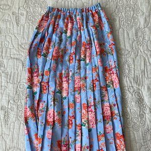 Vintage Midi Floral Pleated Skirt